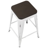 LumiSource Oregon Counter Stool - Set of 2 - WHITE; ESPRESSO - Seat