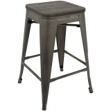 LumiSource Oregon Counter Stool - Set of 2 - ANTIQUE; ESPRESSO - Perspective