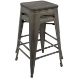 LumiSource Oregon Counter Stool - Set of 2 - ANTIQUE; ESPRESSO - Stack