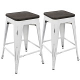 LumiSource Oregon Counter Stool - Set of 2 - WHITE; ESPRESSO
