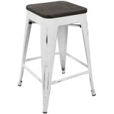 LumiSource Oregon Counter Stool - Set of 2 - WHITE; ESPRESSO - Perspective