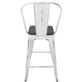 LumiSource Oregon High Back Counter Stool - Set of 2 - WHITE; ESPRESSO - Rear