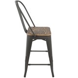 LumiSource Oregon High Back Counter Stool - Set of 2 - GREY; BROWN - Side