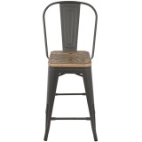 LumiSource Oregon High Back Counter Stool - Set of 2 - GREY; BROWN - Front