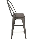 LumiSource Oregon High Back Counter Stool - Set of 2 - ANTIQUE; ESPRESSO - Side