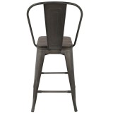 LumiSource Oregon High Back Counter Stool - Set of 2 - ANTIQUE; ESPRESSO - Rear