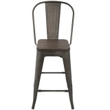 LumiSource Oregon High Back Counter Stool - Set of 2 - ANTIQUE; ESPRESSO - Front
