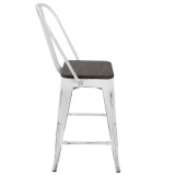 LumiSource Oregon High Back Counter Stool - Set of 2 - WHITE; ESPRESSO - Side