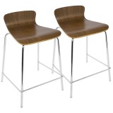 LumiSource Woodstacker Counter Stool - Set of 2- WALNUT 