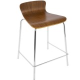 LumiSource Woodstacker Counter Stool - Set of 2- WALNUT - Perspective