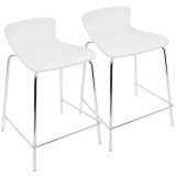 LumiSource Woodstacker Counter Stool - Set of 2- WHITE 