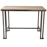 LumiSource Roman Counter Table - Antique + Brown - Rear / Front