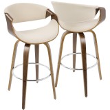 LumiSource Curvini Barstool - Cream - Set of 2