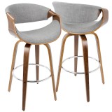 LumiSource Curvini Barstool - Grey - Set of 2