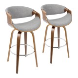 LumiSource Curvini Barstool - Grey - Set of 2