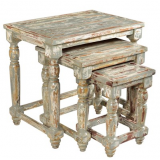 Bengal Manor Mango Wood Distressed Grey Set of Nested Tables
