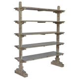 Bengal Manor Mango Wood 5 Tier Aged Ash Open Bookshelf