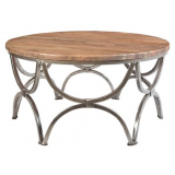 Bengal Manor Mango Wood and Steel Round Cocktail Table