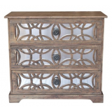 Bengal Manor Dark Mango Wood 3 Drawer Fretwork and Metal Chest