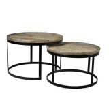 Bengal Manor Mango Wood and Metal Round Cocktail Tables