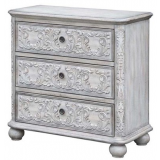 Annabelle 3 Drawer French Scroll Overlay Antique White