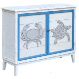 Block Island Whitewash 2 Door Crab and Turtle Cabinet