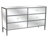 Hollywood Nickel and Mirror 6 Drawer Chest