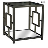 Bentley Chrome Rectangle Design End Table With Beveled Mirror Top