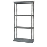 Turned Leg Antiqued Grey Etagere