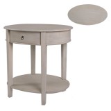 Annabelle Oval Brushed Linen 1 Drawer Accent Table