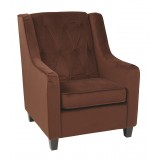 Curves Button Accent Chair - Chocolate Velvet