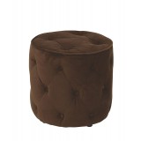 Curves Tufted Round Ottoman - Chocolate Velvet