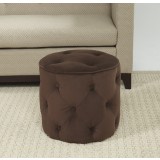 Curves Tufted Round Ottoman - Chocolate Velvet