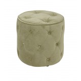 Curves Tufted Round Ottoman - Spring Green Velvet