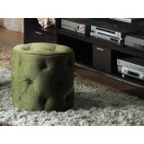 Curves Tufted Round Ottoman - Spring Green Velvet