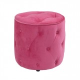 Curves Tufted Round Ottoman - Pink Velvet