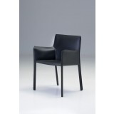 Fleur Arm Chair Black Full Leather Wrap