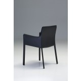 Fleur Arm Chair Black Full Leather Wrap - Back Angled