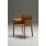 Fleur Arm Chair Caramel Full Leather Wrap - Angled 