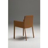 Fleur Arm Chair Caramel Full Leather Wrap - Back Angled