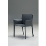 Fleur Arm Chair Grey Full Leather Wrap - Angled 