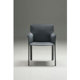 Fleur Arm Chair Grey Full Leather Wrap - Front