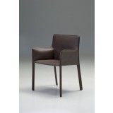 Fleur Arm Chair Mink Full Leather Wrap - Angled