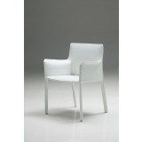 Fleur Arm Chair White Full Leather Wrap - Angled