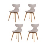 Leisure D With Tan PP Stand Dinning Chair - Grey - 4 Pc Set