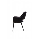 Stratford Arm Chair Black Leatherette with Black Metal Frame - Side