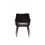 Stratford Arm Chair Black Leatherette with Black Metal Frame - Front