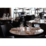 Stratford Arm Chair Black Leatherette with Black Metal Frame - Lifestyle