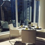 Tate Arm Chair White Leatherette with Brushed Stainless Steel