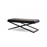 Crosstown Large Bench Black Leatherette with Matte Black Powder Coated Steel - Angled View